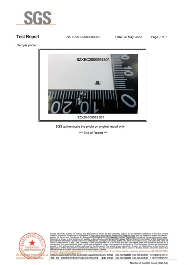 集电通贴片自恢复保险丝SGS认证报告